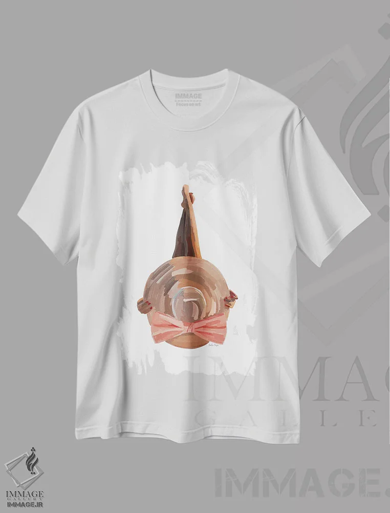 تیشرت سفید طرح دار کلاه ساحلی V، دکور ساحلی اثر آملیا نویز | فروشگاه ایماژ