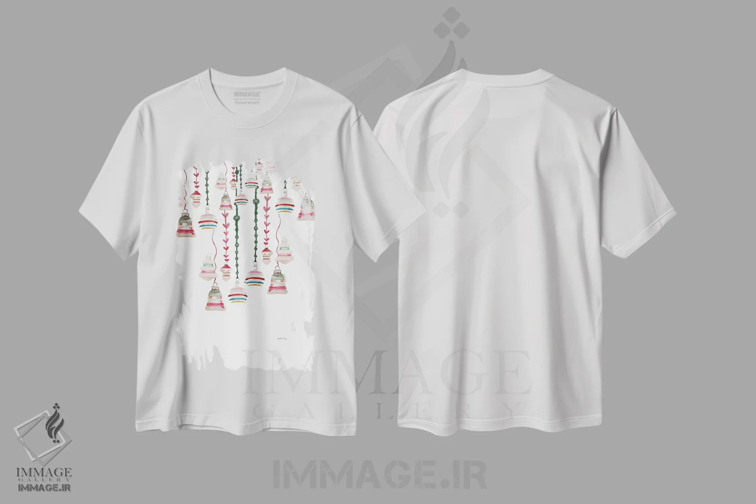 تیشرت سفید طرح دار تزئینات، تزئینی اثر آملیا نویز | فروشگاه ایماژ