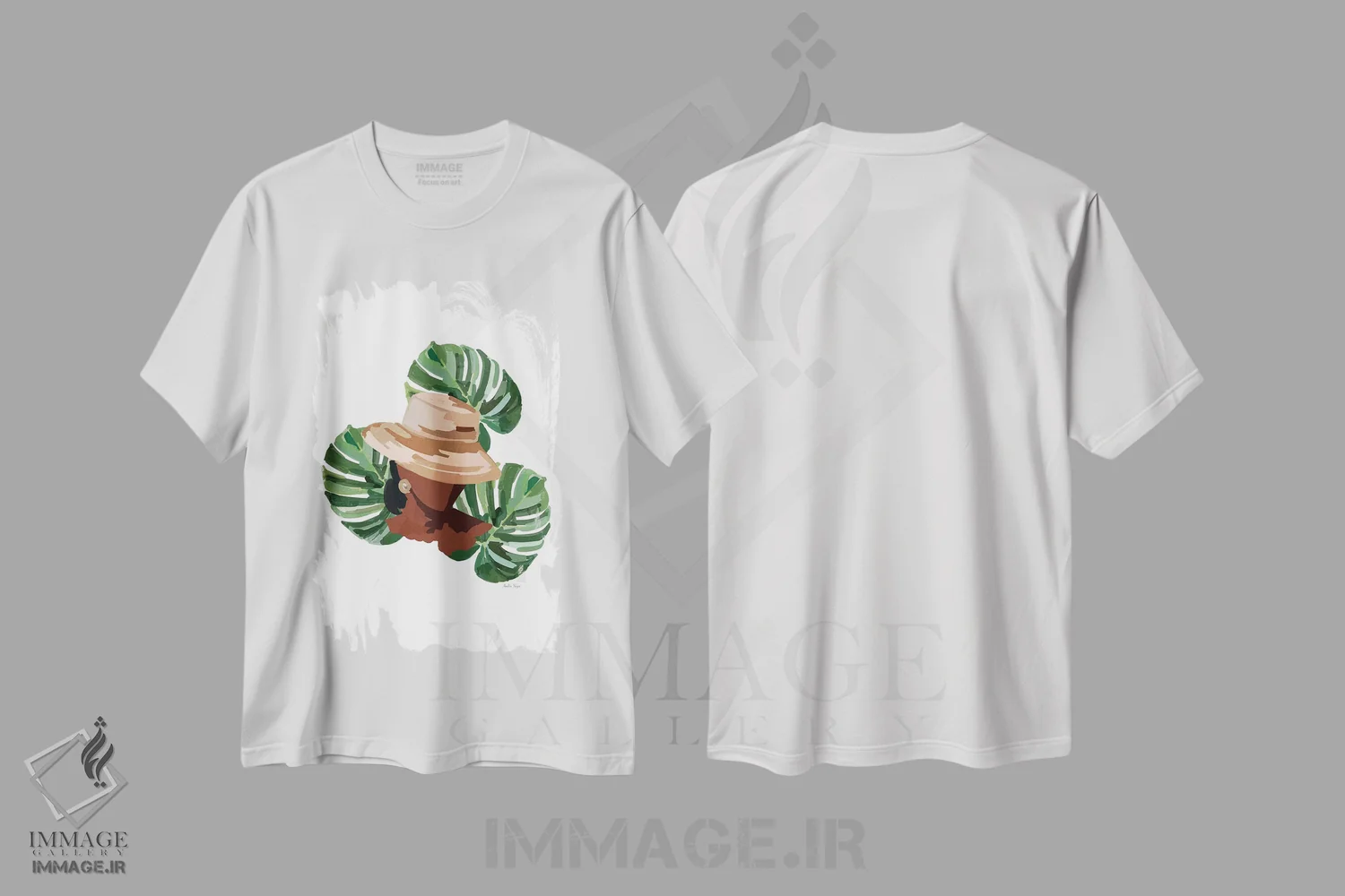 تیشرت سفید طرح دار دختر نخلستان I، هنر آمریکایی آفریقایی تبار اثر آملیا نویز | فروشگاه ایماژ