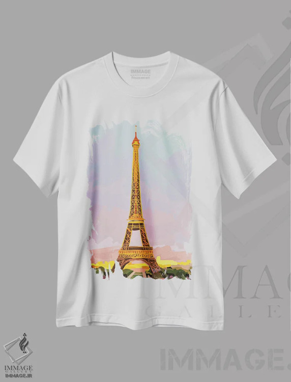 تیشرت سفید طرح دار پاریس، تزئینی اثر آملیا نویز | immage.ir