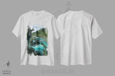 تیشرت سفید طرح دار نخل ها، دکور ساحلی اثر آملیا نویز | immage.ir
