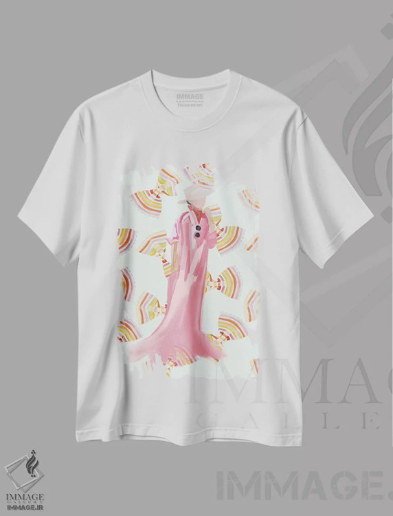 تیشرت سفید طرح دار مد پاستا، تزئینی اثر آملیا نویز | فروشگاه ایماژ