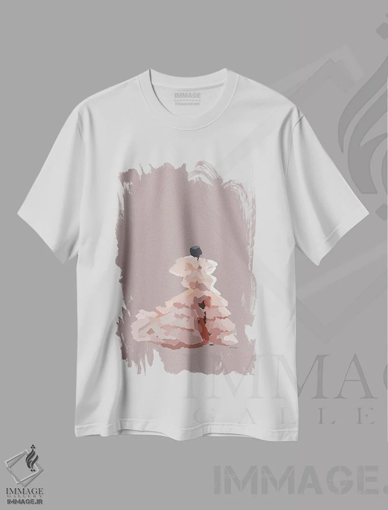 تیشرت سفید طرح دار رویاهای صورتی، تزئینی اثر آملیا نویز | فروشگاه ایماژ