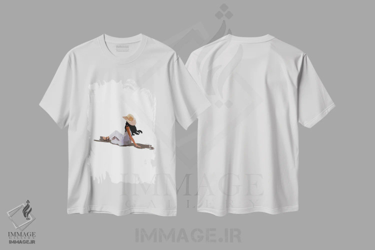 تیشرت سفید طرح دار لحظه آرامش بخش، دکور ساحلی اثر آملیا نویز | immage.ir
