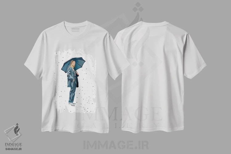 تیشرت سفید طرح دار بارش ستاره ها، تزئینی اثر آملیا نویز | فروشگاه ایماژ