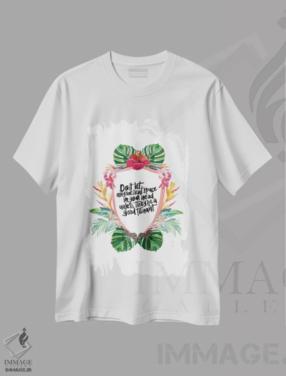 تیشرت سفید طرح دار فضای اجاره ای، تزئینی اثر آملیا نویز | فروشگاه ایماژ