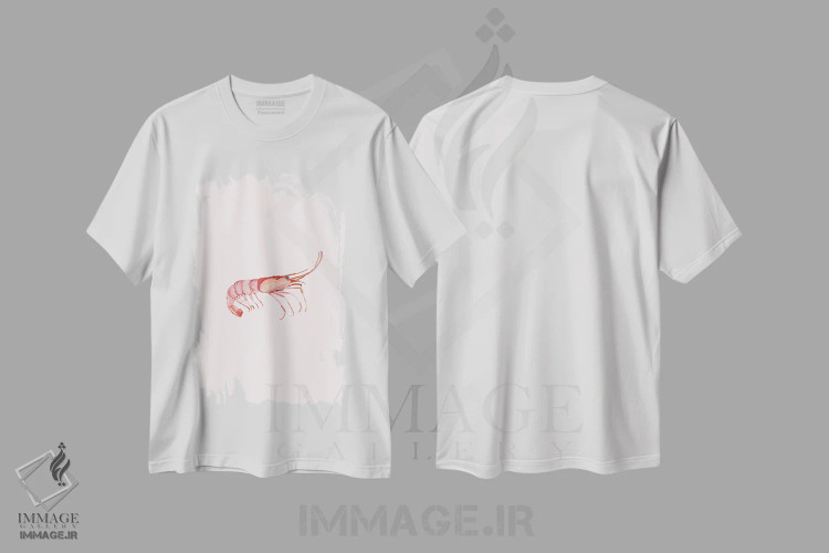 تیشرت سفید طرح دار میگو، تزئینی اثر آملیا نویز | immage.ir