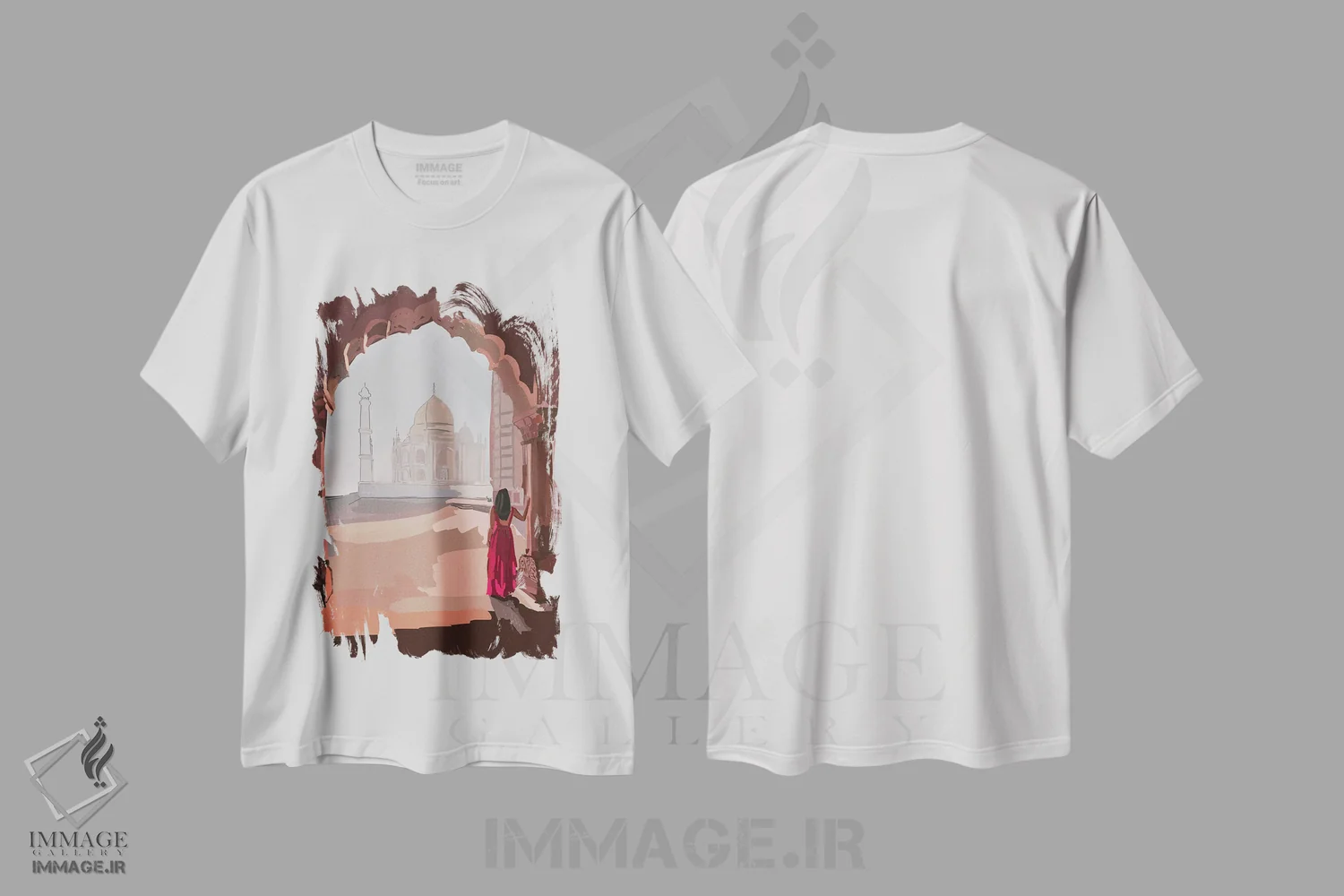 تیشرت سفید طرح دار تاج محل، دکور آسیایی اثر آملیا نویز | immage.ir