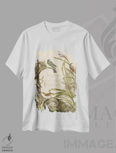 تیشرت سفید طرح دار پناهگاه پرندگان اثر نوزمن | فروشگاه ایماژ