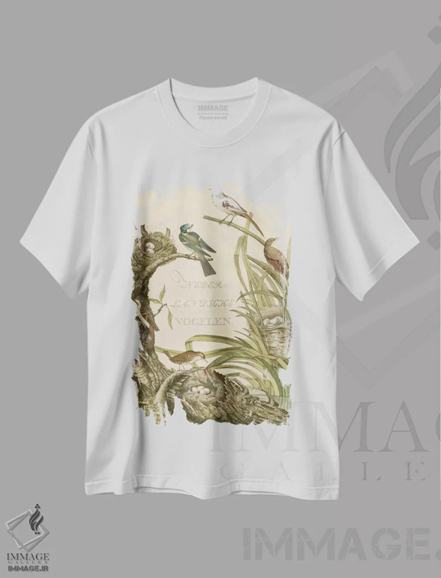 تیشرت سفید طرح دار پناهگاه پرندگان اثر نوزمن | فروشگاه ایماژ