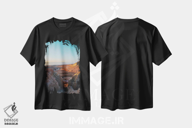 تیشرت مشکی طرح دار نور نخست بر فراز صحرا، مدیوم اثر نیـرز فوتوگرافی | immage.ir