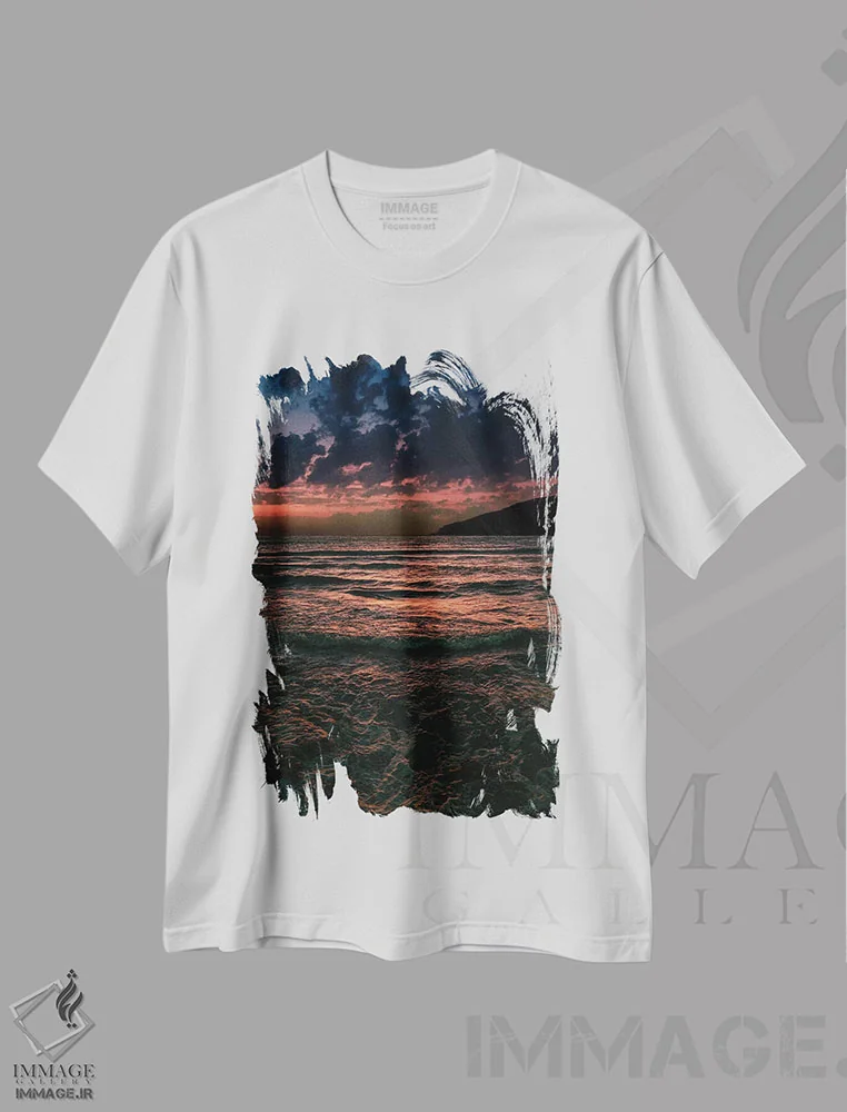 تیشرت سفید طرح دار دریا خشن، مدیوم اثر نیـرز فوتوگرافی | فروشگاه ایماژ