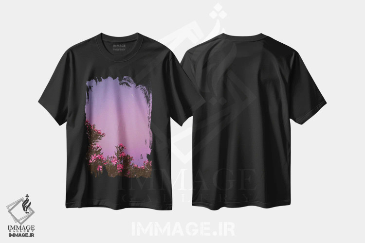 تیشرت مشکی طرح دار باغ های معلق، مدیوم اثر نیـرز فوتوگرافی | فروشگاه ایماژ