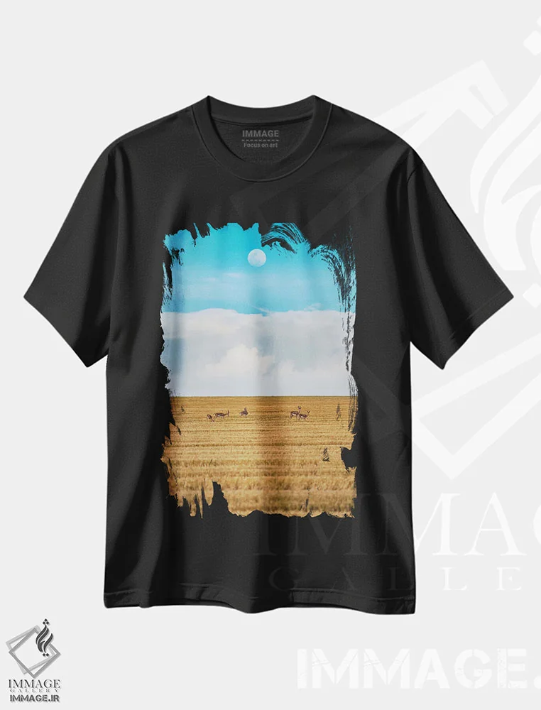 تیشرت مشکی طرح دار پیاده روی شبانه، مدیوم اثر نیـرز فوتوگرافی | immage.ir