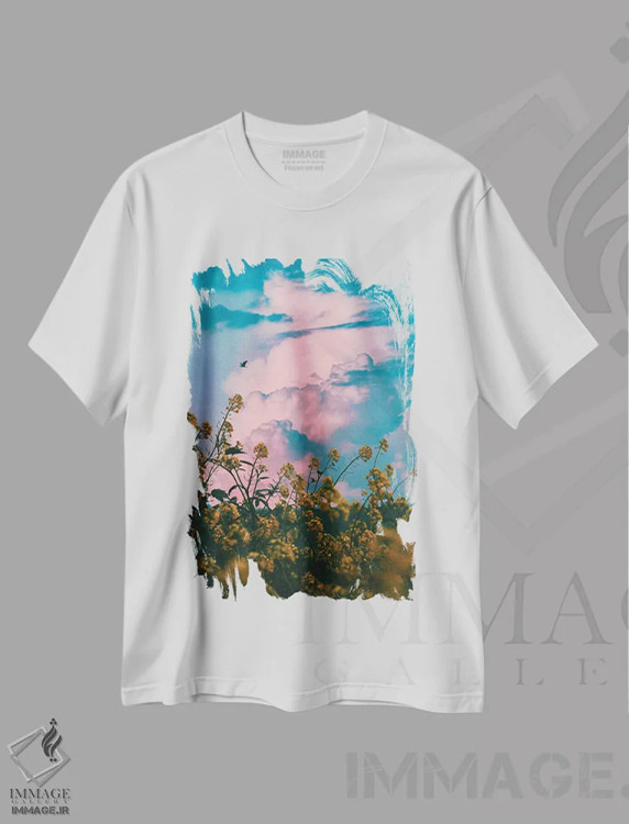 تیشرت سفید طرح دار طوفان صورتی، مدیوم اثر نیـرز فوتوگرافی | فروشگاه ایماژ