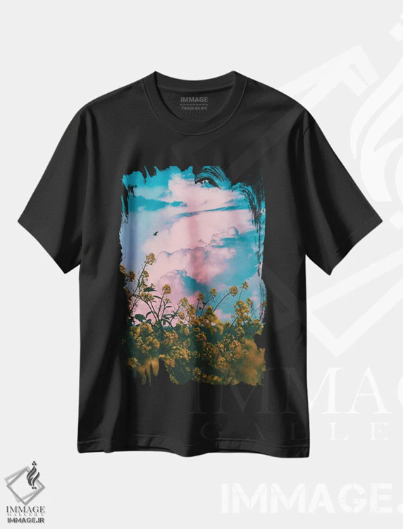 تیشرت مشکی طرح دار طوفان صورتی، مدیوم اثر نیـرز فوتوگرافی | immage.ir