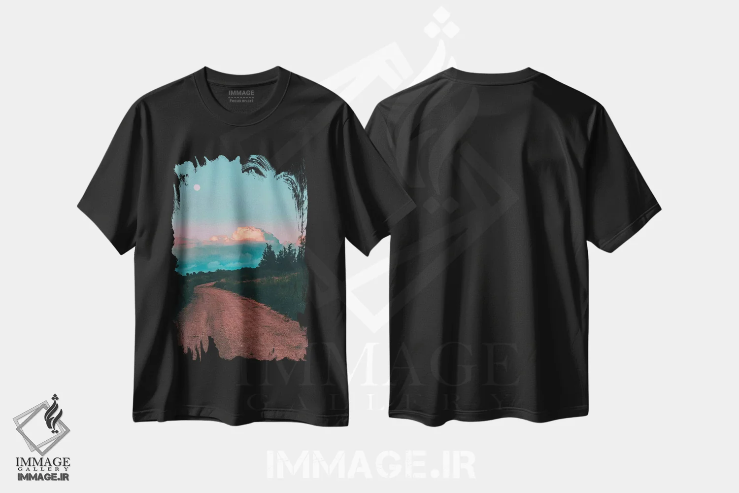 تیشرت مشکی طرح دار جاده کاج، مدیوم اثر نیـرز فوتوگرافی | فروشگاه ایماژ