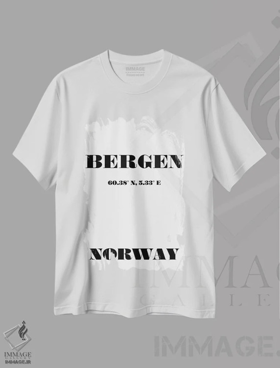 تیشرت سفید طرح دار برگن، هنر تزئینی سیاه و سفید اثر نوردیک پرینت استودیو | فروشگاه ایماژ