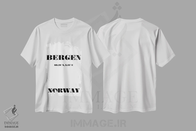 تیشرت سفید طرح دار برگن، هنر تزئینی سیاه و سفید اثر نوردیک پرینت استودیو | فروشگاه ایماژ