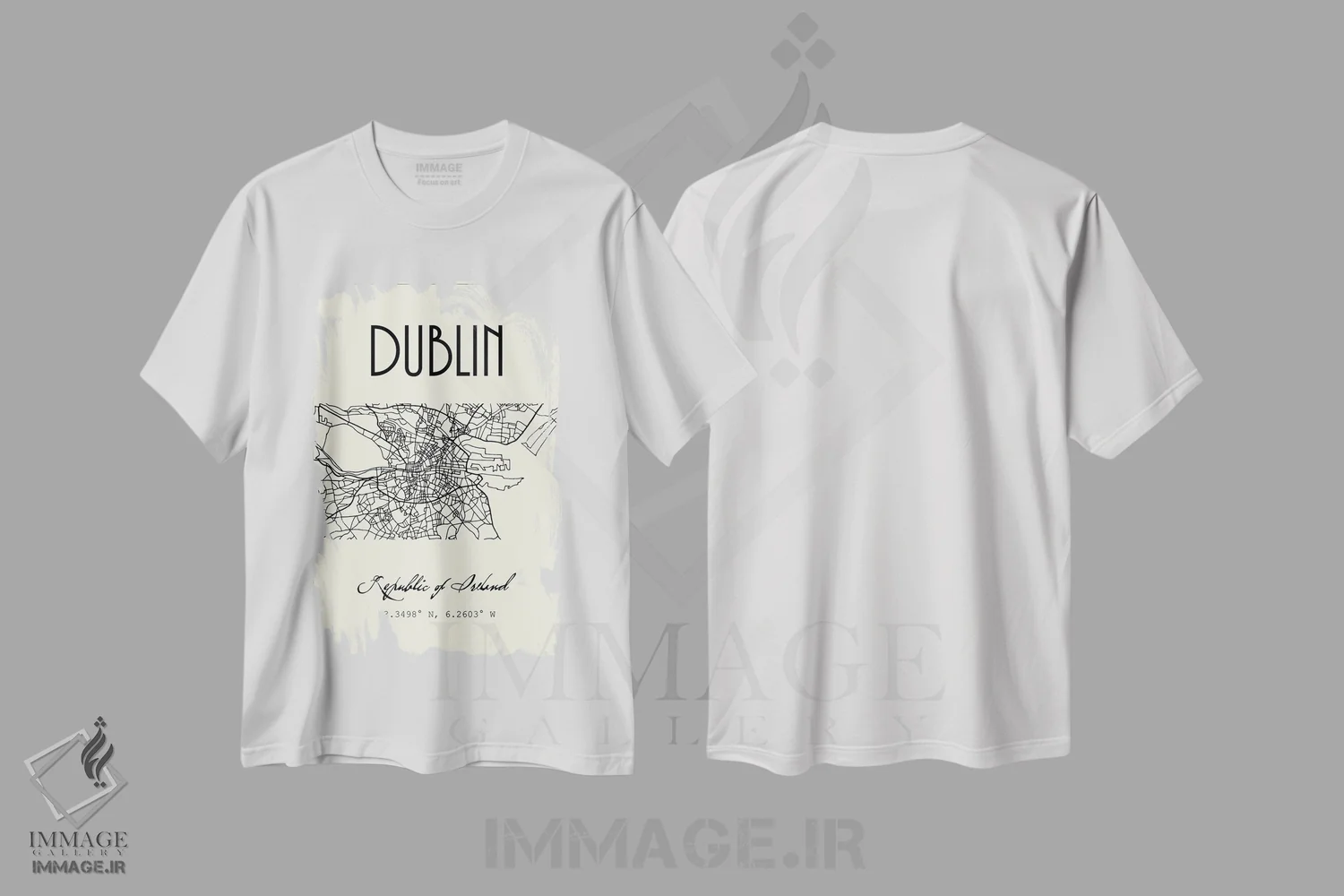 تیشرت سفید طرح دار نقشه شهر دوبلین، تزئینی اثر نوردیک پرینت استودیو | immage.ir