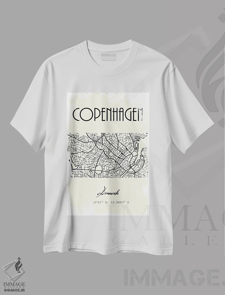 تیشرت سفید طرح دار نقشه شهر پراگ، تزئینی اثر نوردیک پرینت استودیو | immage.ir