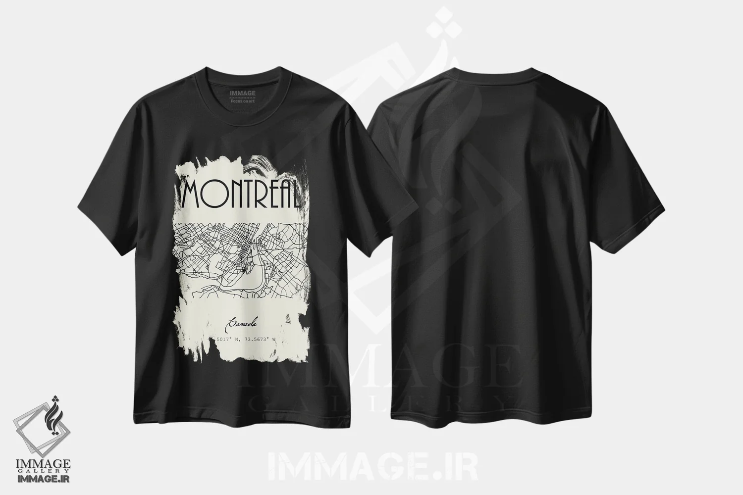 تیشرت مشکی طرح دار نقشه شهر مونترال، تزئینی اثر نوردیک پرینت استودیو | immage.ir