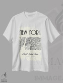 تیشرت سفید طرح دار نقشه شهر نیویورک، تزئینی اثر نوردیک پرینت استودیو | فروشگاه ایماژ