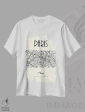 تیشرت سفید طرح دار نقشه شهر پاریس، تزئینی اثر نوردیک پرینت استودیو | فروشگاه ایماژ