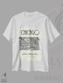 تیشرت سفید طرح دار نقشه شهر شیکاگو، تزئینی اثر نوردیک پرینت استودیو | فروشگاه ایماژ
