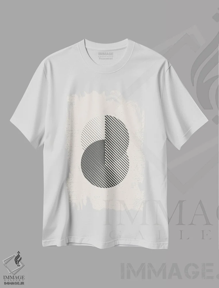 تیشرت سفید طرح دار هندسه مدرن نیمه قرن I، آبستره اثر نوردیک پرینت استودیو | immage.ir
