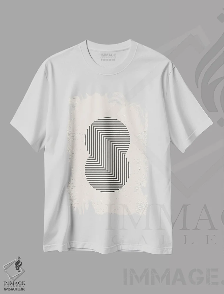 تیشرت سفید طرح دار هندسه مدرن نیمه قرن II، آبستره اثر نوردیک پرینت استودیو | فروشگاه ایماژ