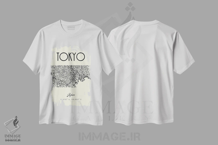 تیشرت سفید طرح دار نقشه شهر توکیو، تزئینی اثر نوردیک پرینت استودیو | immage.ir