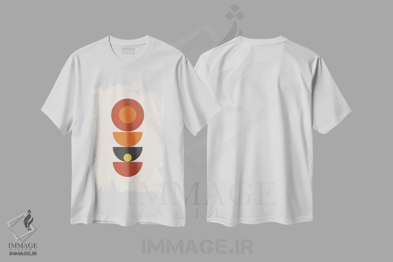 تیشرت سفید طرح دار هندسه مدرن پاپ نیمه قرن، آبستره اثر نوردیک پرینت استودیو | فروشگاه ایماژ