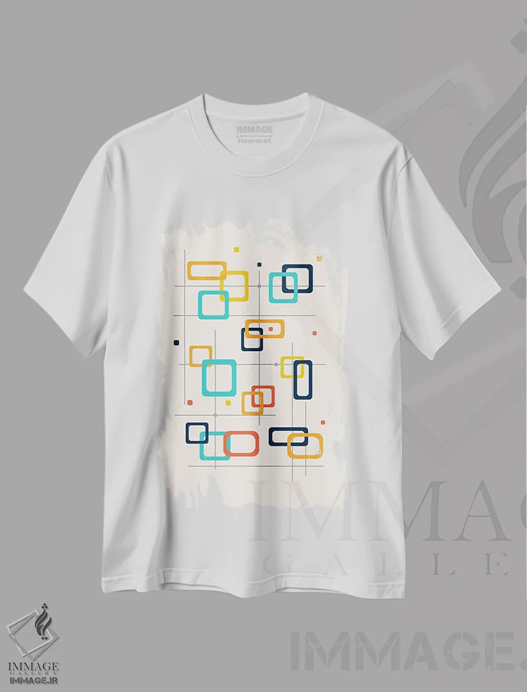 تیشرت سفید طرح دار مدرن پاپ نیمه قرن، آبستره اثر نوردیک پرینت استودیو | فروشگاه ایماژ