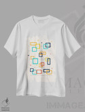 تیشرت سفید طرح دار مدرن پاپ نیمه قرن، آبستره اثر نوردیک پرینت استودیو | فروشگاه ایماژ