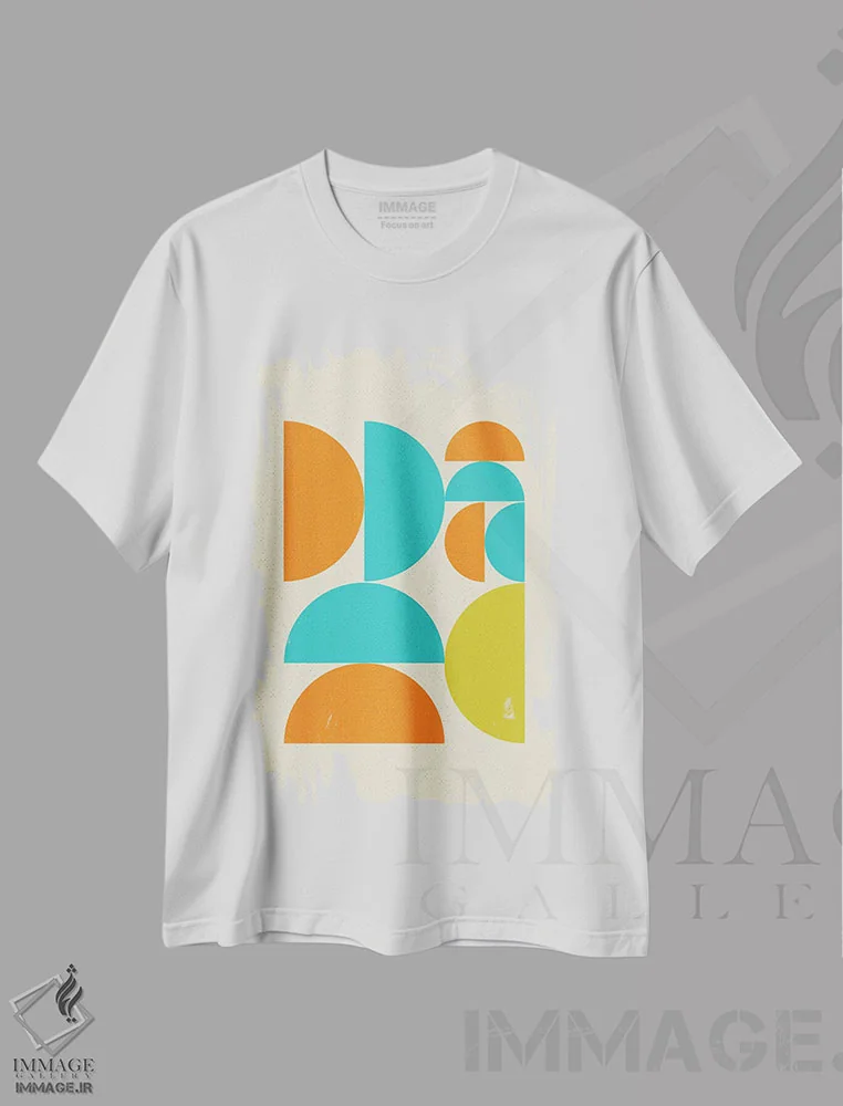 تیشرت سفید طرح دار هلال های هندسی پاپ مدرن نیمه قرن، آبستره اثر نوردیک پرینت استودیو | immage.ir