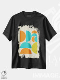 تیشرت مشکی طرح دار هلال های هندسی پاپ مدرن نیمه قرن، آبستره اثر نوردیک پرینت استودیو | فروشگاه ایماژ