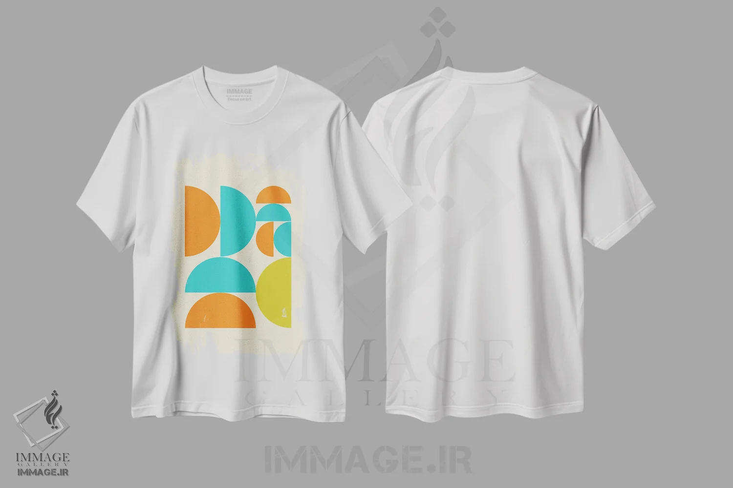 تیشرت سفید طرح دار هلال های هندسی پاپ مدرن نیمه قرن، آبستره اثر نوردیک پرینت استودیو | immage.ir