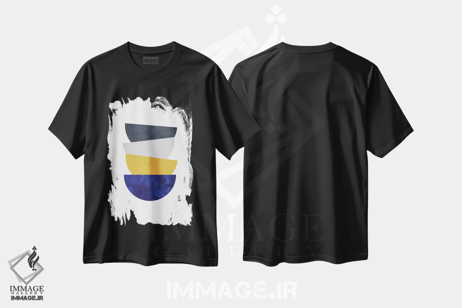 تیشرت مشکی طرح دار تعادل هنری انتزاعی، آبستره اثر نوردیک پرینت استودیو | immage.ir