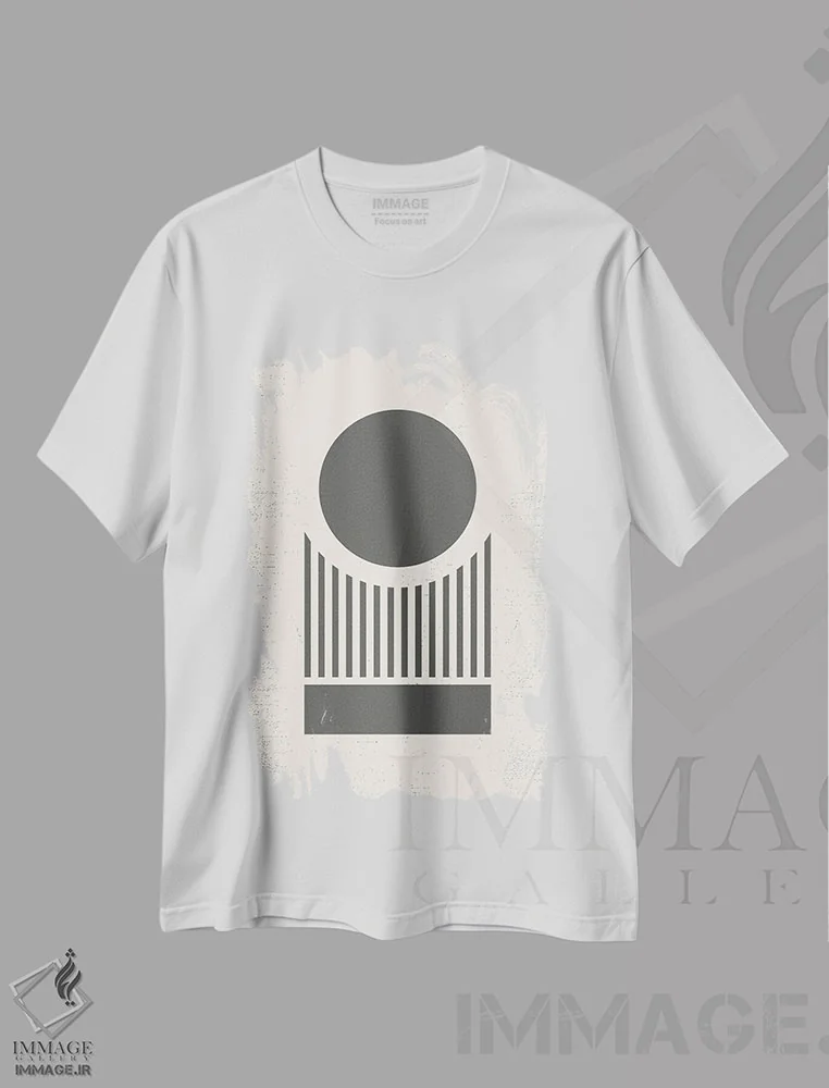 تیشرت سفید طرح دار هندسه مدرن نیمه قرن VI اثر نوردیک پرینت استودیو | فروشگاه ایماژ