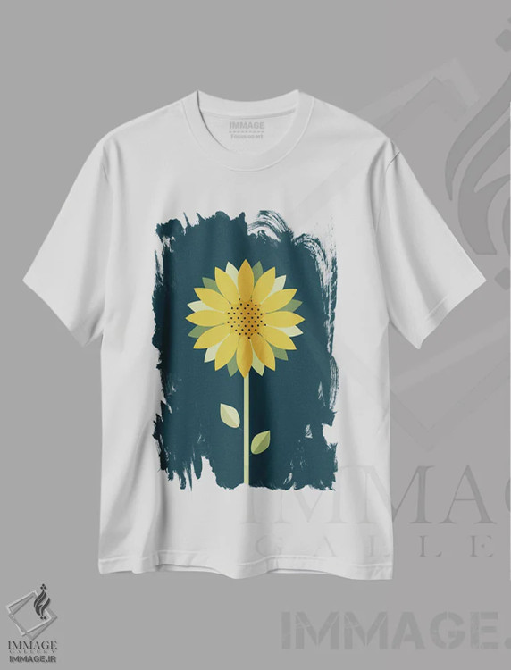 تیشرت سفید طرح دار سبک مینیمال مدرن اسکاندیناوی سبز آبی، تزئینی اثر نوردیک پرینت استودیو | immage.ir