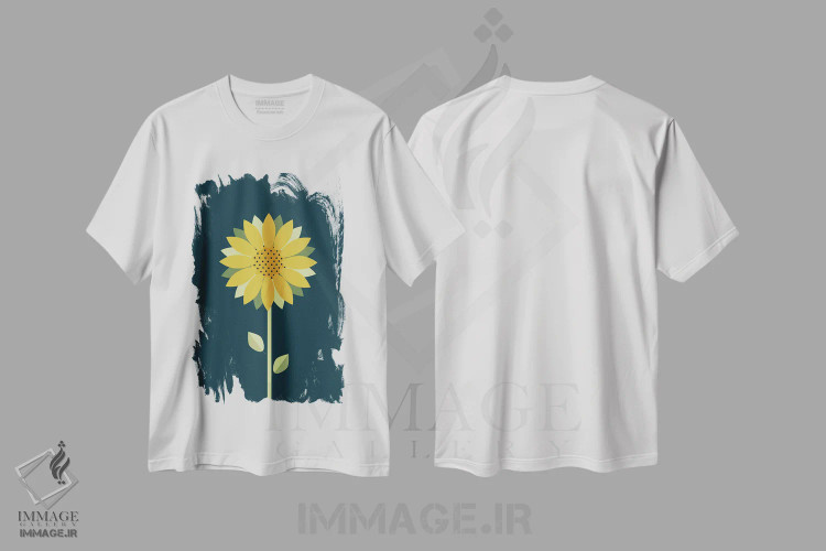 تیشرت سفید طرح دار سبک مینیمال مدرن اسکاندیناوی سبز آبی، تزئینی اثر نوردیک پرینت استودیو | immage.ir