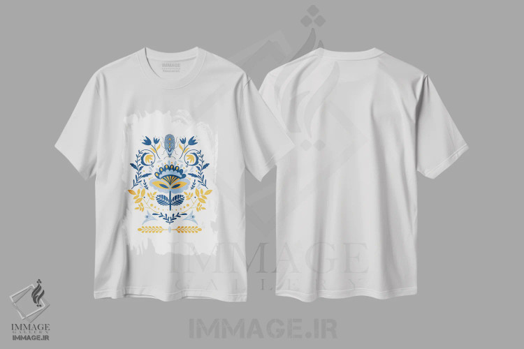 تیشرت سفید طرح دار هنر مردمی اسکاندیناوی، تزئینی اثر نوردیک پرینت استودیو | immage.ir