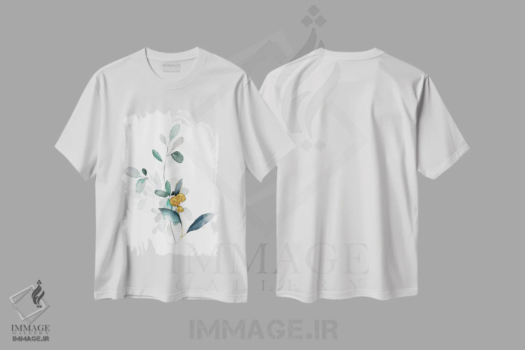 تیشرت سفید طرح دار گل های گیاهی مینیمال، تزئینی اثر نوردیک پرینت استودیو | فروشگاه ایماژ