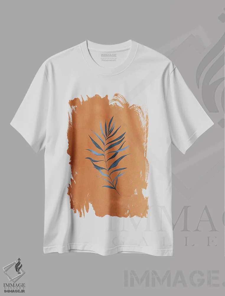 تیشرت سفید طرح دار برگ مانسترا سفالی، تزئینی اثر نوردیک پرینت استودیو | immage.ir