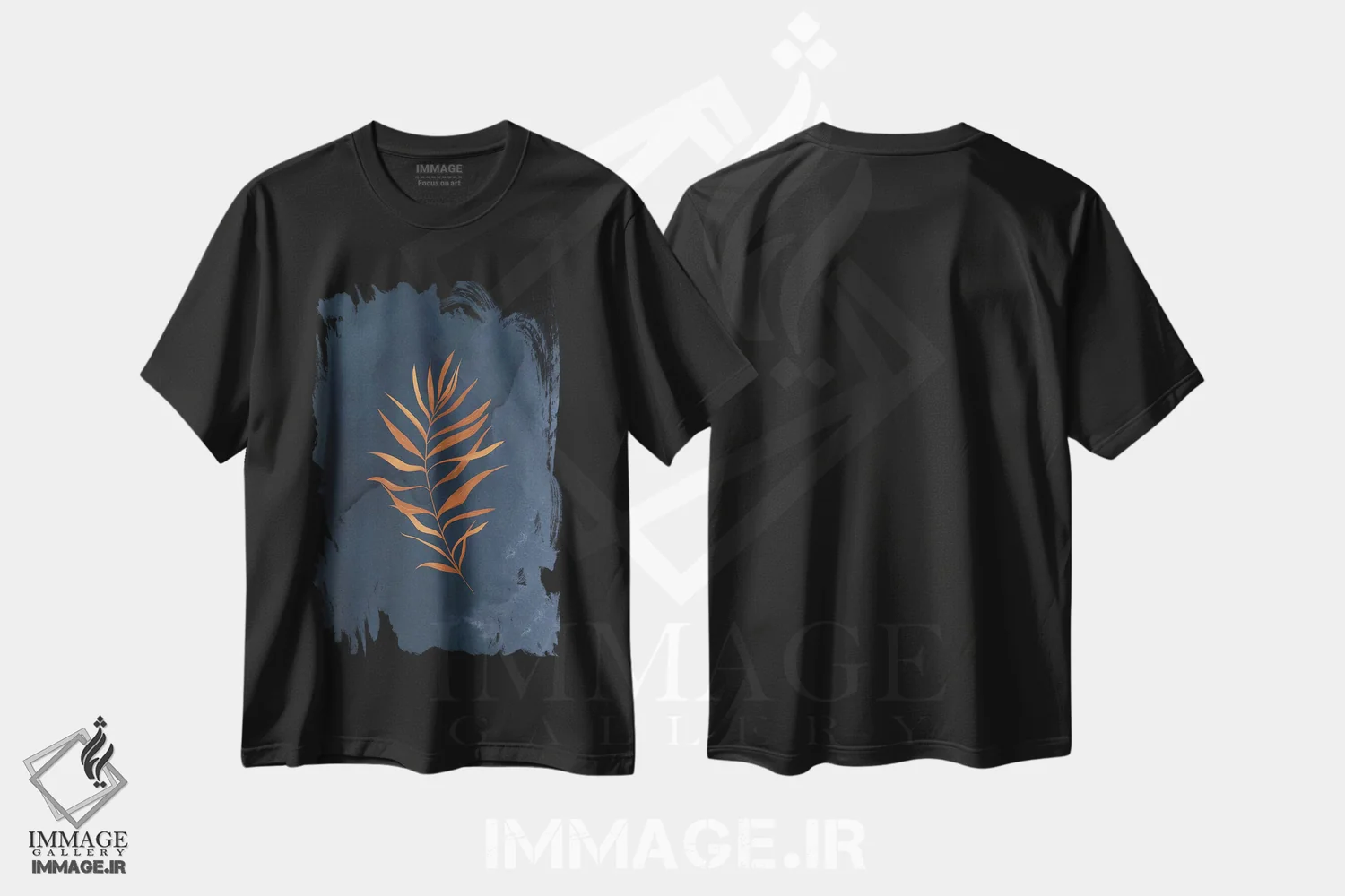تیشرت مشکی طرح دار برگ مانسترا سرمه ای، تزئینی اثر نوردیک پرینت استودیو | immage.ir