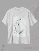 تیشرت سفید طرح دار گیاهان مدرن طلایی و مریم گلی، تزئینی اثر نوردیک پرینت استودیو | immage.ir