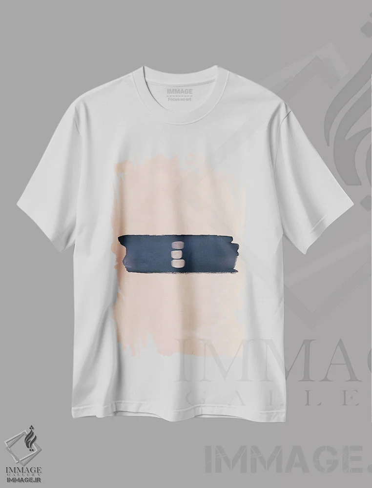 تیشرت سفید طرح دار مطالعه انتزاعی صورتی و سرمه ای II اثر نوردیک پرینت استودیو | فروشگاه ایماژ