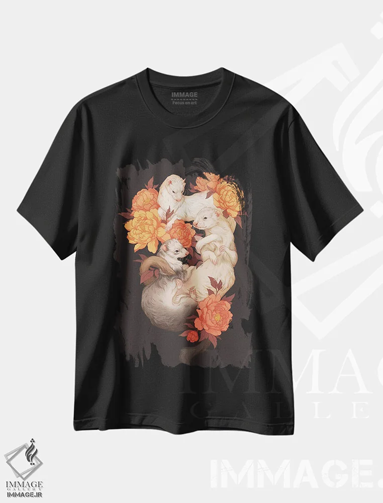تیشرت مشکی طرح دار برادران درهم تنیده، هنر دیجیتال اثر نورا پوتوورا | immage.ir