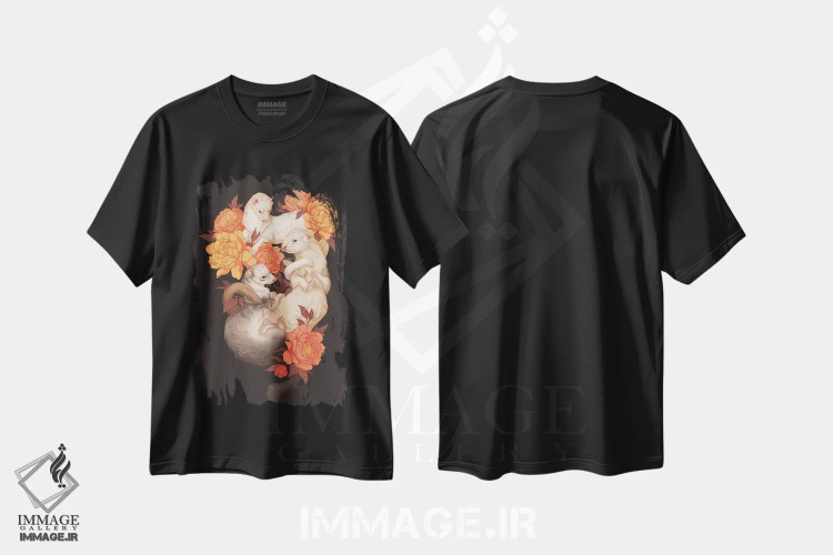 تیشرت مشکی طرح دار برادران درهم تنیده، هنر دیجیتال اثر نورا پوتوورا | immage.ir